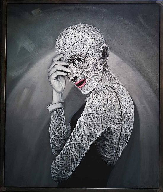 罗杰油画作品 《囚_一个女士的肖像》120x100cm arcylic on canvas 2016.jpg